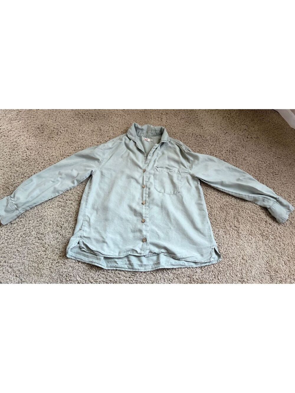 Women's Faherty long-sleeve casual button-up shirt washed sage green  XXS